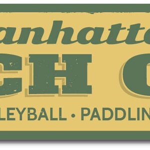 Beach Club Sign, Personalized Beach House Sign, Surf Volleyball Paddling Beach Activities Sign, Beach Decor Quality Aluminum Beach Clubs image 2