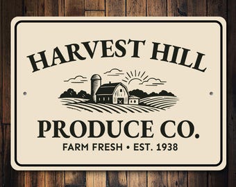 Custom Farm Sign, Vintage Farm Fresh Metal Sign, Farm Business Sign, Retro Barn Decor, Country Farmhouse Wall Art, Produce Stand Sign