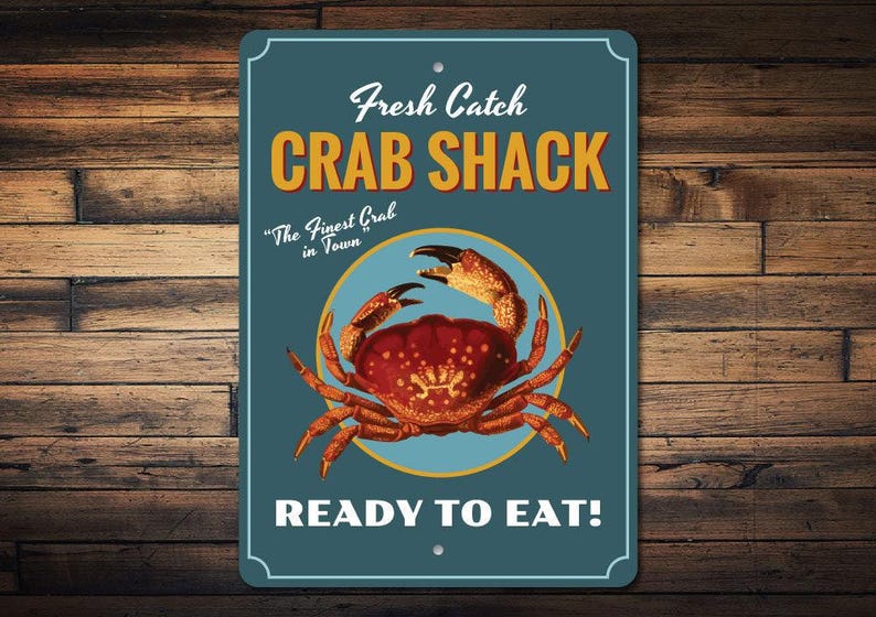Crab Decor, Crab Sign, Crab Lover Gift, Crab Shack Sign, Crab Shack Decor, Crab Beach Sign, Crab Beach Decor, Quality Aluminum Crab Signs image 1