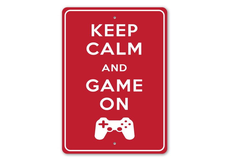 Keep Calm Game On Schild, Gaming Zimmer Dekor, Schild für Gamer, Gaming Home Decor, Gaming Decor, Gaming-Liebhaber, Keep Calm Zeichen, Qualität Metall Bild 2