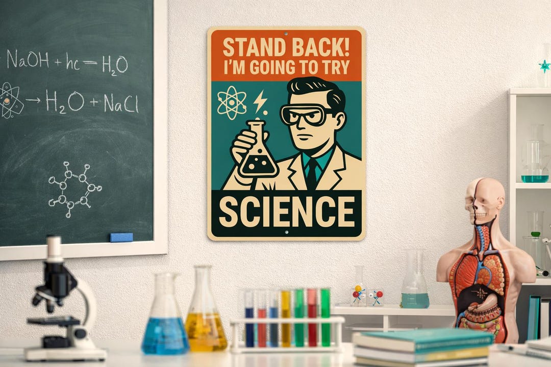 Stand Back I'm Going to Try Science Sign, Science Lab Sign, Funny Lab ...