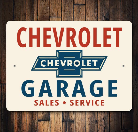Chevrolet Garage Metal Sign, Chevy Sales & Service Sign, Retro Auto Shop Decor, Classic Car Garage Wall Art, Man Cave Gifts