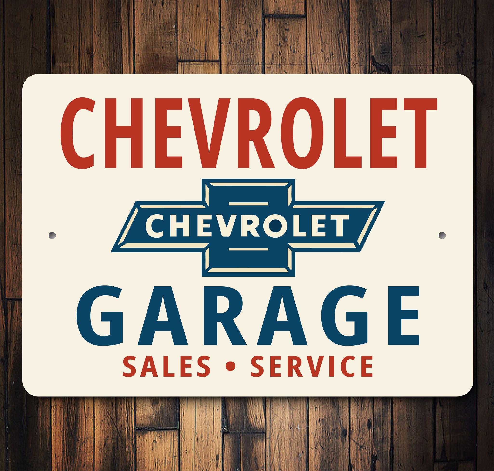 Chevrolet Garage Metal Sign, Chevy Sales & Service Sign, Retro