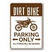 Dirt Bike Parking Sign, Dirt Bike Sign, Dirt Bike Gift for Dirt Biker ...
