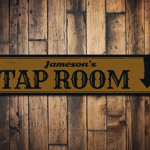 Tap Room Sign, Personalized Bar Name Sign, Directional Arrow Sign, Custom Home Bar Sign, Metal Beer Decor - Quality Aluminum Decoration Sign