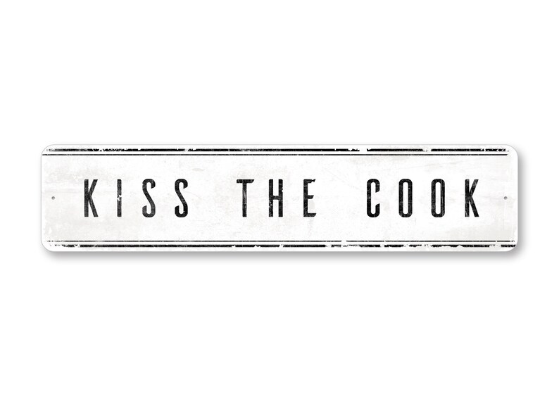 Kiss the Cook Sign Cute Kitchen Decor Kitchen Wall Decor Etsy
