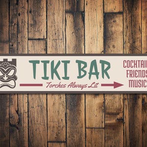 Tiki Mask Sign, Tiki Bar Decor, Tiki Bar Sign, Tiki Bar Owner Gift, Bar Arrow Sign, Beach Bar Decor, Tiki Sign, Quality Aluminum Decoration