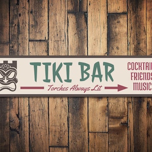 Tiki Mask Sign, Tiki Bar Decor, Tiki Bar Sign, Tiki Bar Owner Gift, Bar Arrow Sign, Beach Bar Decor, Tiki Sign, Quality Aluminum Decoration