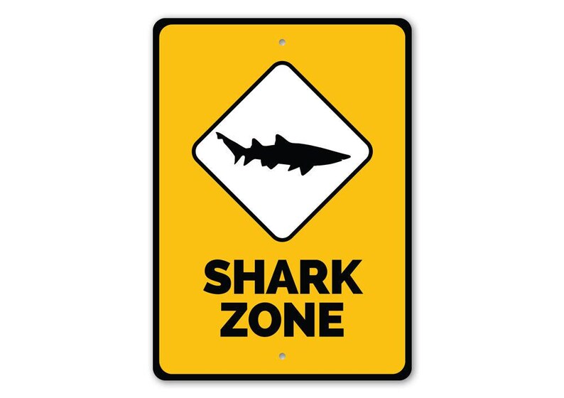 Shark Zone Signs, Shark Zone Sign, Shark Lovers, Ocean Decor, Shark Lover Decor , Ocean, Custom Ocean Sign - Quality Aluminum Shark Zones image 2