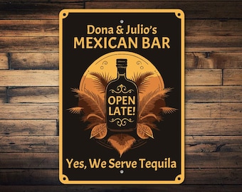 Panneau Décoratif Personnalisé Tequila Bar En Métal - Style Rustique - Idée Déco Bar à La Maison
