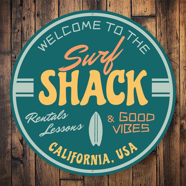 Surfing Shack, Surf Shack Home, Home Surf Decor, California Surfing, Welcome Surfers, Surfer Life Sign, Surf Dreams, Surf Shops - Metal Sign