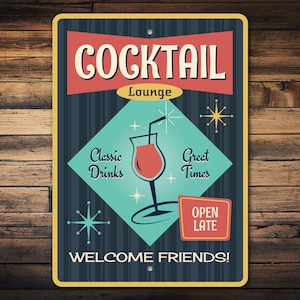 Cocktail Lover Sign, Cocktail Sign, Vintage Bars, Drinking Decor, Custom Bar Sign, Bar Owners, Custom Signs, Metal Sign, Quality Metal Sign