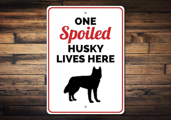 Husky Sign, Husky Gift, Husky Decor, Husky Owner Gift, Husky Lover Sign, Grey Husky, Husky Lives Here Sign, Spoiled Dog Sign, Quality Metal