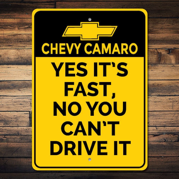 Fast Car Sign, Chevy Camaro Sign, Chevy Logo Sign, Camaro Lover Gift, Camaro Owner Gift, Dad Car Decor - Quality Aluminum Sign For Gifts