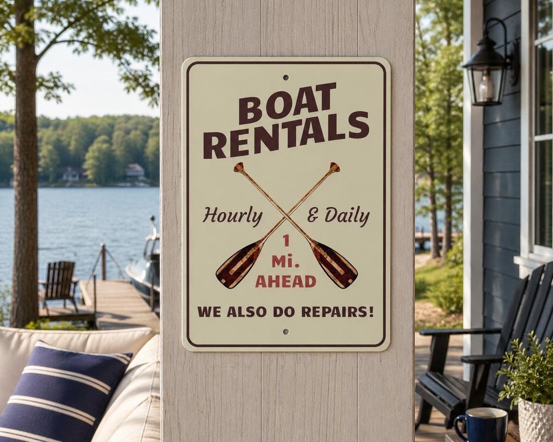 Boat Rentals Metal Sign, Lake Boat Rental Sign, Nautical Wall Art ...