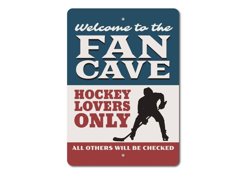 Fan Cave Sign, Hockey Fan Gift, Hockey Lover Sign, Hockey Man Cave Sign, Hockey Decor, Hockey Gift, Hockey Sign, Sport Signs, Quality Metal image 3