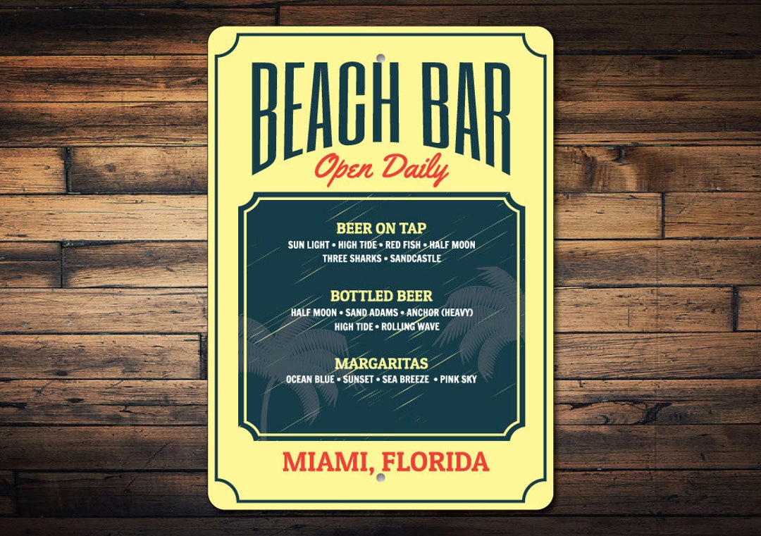 Beach Bar Menu Sign, Bar Drinks Sign, Custom Bar Sign, Beach Bar Decor