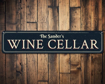 Family Wine Cellar Sign, Personalized Last Name Bar Sign, Custom Wine Love Gift, Metal Wine Room Decor, Custom Decoration - Quality Aluminum