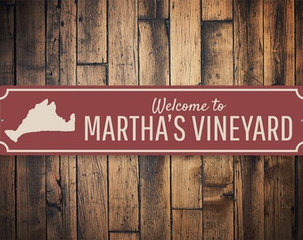 Marthas Vineyard Sign, Vineyard Loving Sign, Vineyard Decorations, Metal Island Sign, Custom Destination Sign - Quality Aluminum Shop Sign
