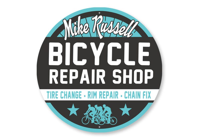 Letrero de taller de reparación de bicicletas, letrero de taller de bicicletas personalizado, letrero de bicicleta personalizado, decoración de motociclista, regalo para ciclistas, letrero de ciclista profesional, regalo de bicicleta, regalo de taller de bicicletas imagen 2