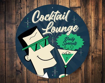 Retro Cocktail Sign, Cocktail Lounge, Cocktail Sign, Sign For Bar, Retro Bar Sign, Retro Bar Decor, Bar Decor, Sign For Cocktails, Bar Sign