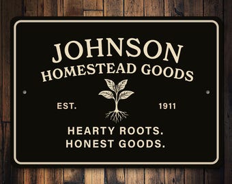 Custom Homestead Sign, Personalized Farm Name Metal Sign, Retro Country Wall Decor, Family Established Sign, Homestead Goods Sign