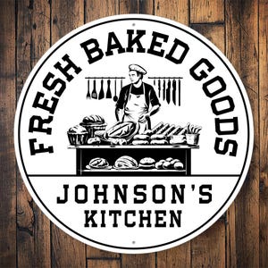 Fresh Baked Goods Sign, Vintage Baking Sign, Old Time Bakery, Custom Baker Sign, Family Baking Decor, Baking Kitchen Sign Decor - Metal Sign