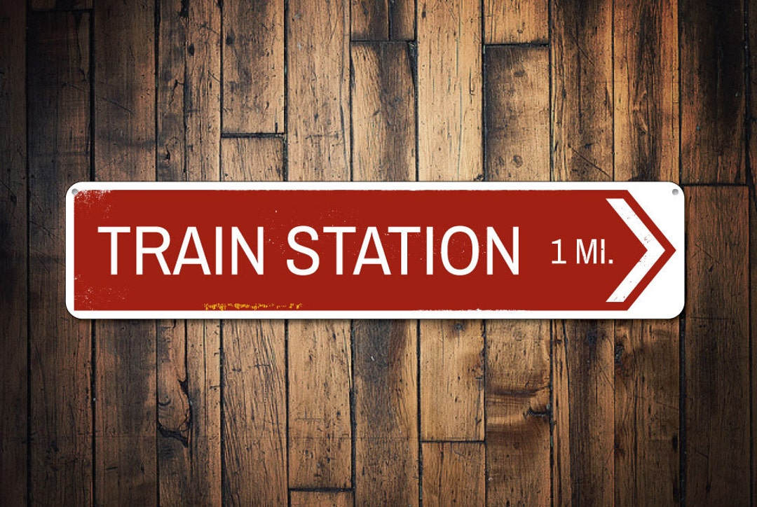 Buy Train Station Directional Arrow Sign, Personalized Mileage Number  Distance Sign, Destination Metal Decor Quality Aluminum Train Decoration  Online in India 