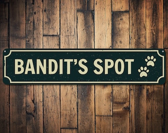 Pet Spot Sign, Personalized Paw Print Sign for Cat Dog Gift, Custom Pet Sign, Animal Lover Sign, Birthday Metal Gifts - Quality Aluminum