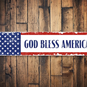 God Bless America, Happy America Sign, America Sign Decor, Vintage USA Gift, Vintage American Decor, USA Flag Decor, Vintage Metal Signs