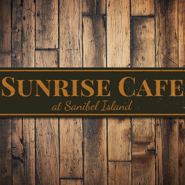 Sunrise Cafe Sign, Personalized Beach Location Restaurant Sign, Custom Beach House Sign, Beach House Decor - Quality Aluminum Decorations