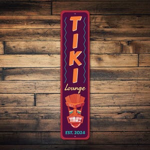Tiki Lounge Sign, Tiki Lounge Decor, Beach Sign Decor, Tiki Gifts, Tiki Bar Decor, Welcome Signage, Custom Bar Signs - Quality Metal Sign