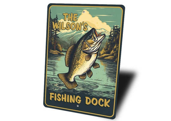 Family Fishing Sign, Custom Fishing Sign, Decor for Fishing, Retro