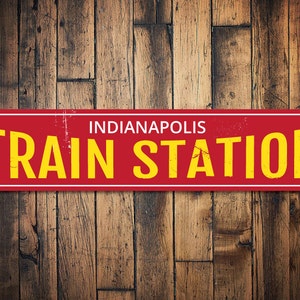 City Train Station Sign, Personalized Train Station Location Decor, Custom Metal Train Lover Man Cave Sign - Quality Aluminum Train Signs