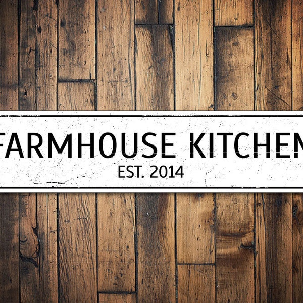 Farmhouse Kitchen Sign, Personalized Established Date Sign, Custom Kitchen Chef Sign, Country Kitchen Decor, Farmer House - Quality Aluminum