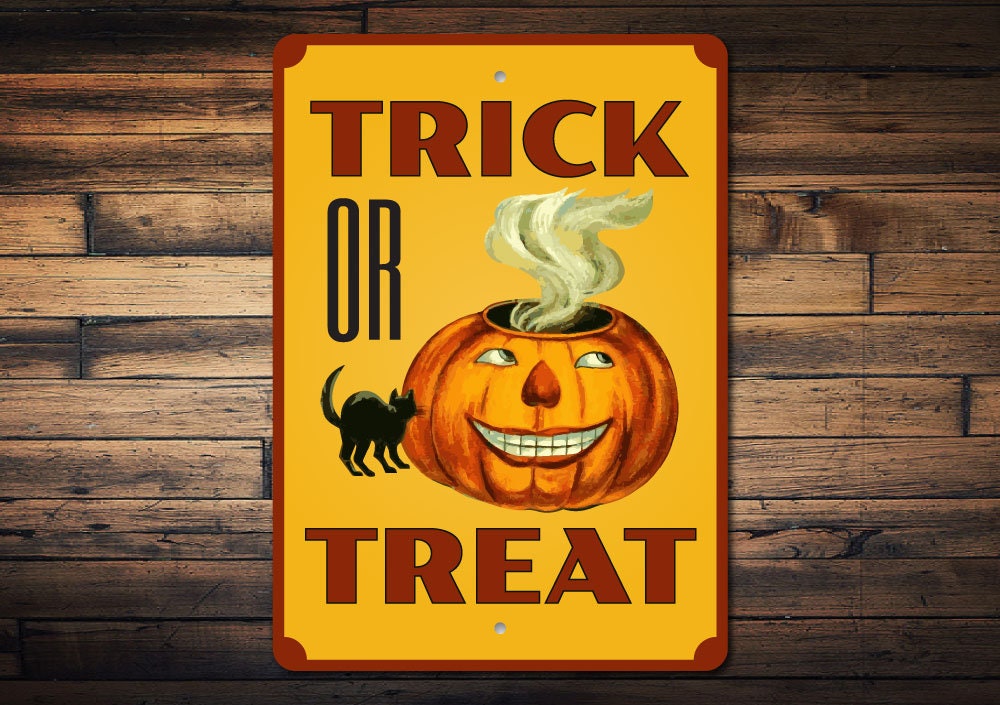 Halloween Sign Trick or Treat Sign Holiday Decor Trick or Etsy