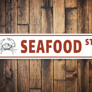 Seafood Kitchen Sign, Kitchen On the Beach, Seafood Street, Seafood Eating, Decor for Seafood, Beach Kitchen Decor, Coastal Kitchen, Kitchen