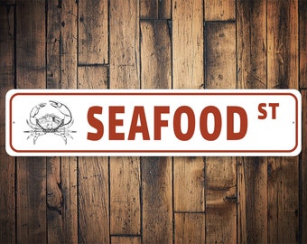 Seafood Kitchen Sign, Kitchen On the Beach, Seafood Street, Seafood Eating, Decor for Seafood, Beach Kitchen Decor, Coastal Kitchen, Kitchen