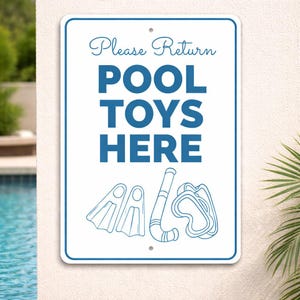 Pool Toys Here, Pool Toy Decor, Pool Owners, Outside Decor, Pool House, Pool Owner Sign, Pool Metal Signs, Quality Metal Home Signs