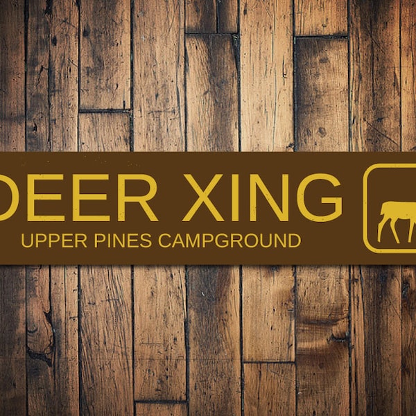 Deer Xing Sign, Custom Animal Crossing Sign, Campground Sign for Park, Hunter Gift, Deer Lover Metal Decor - Quality Aluminum Beer Drinkers