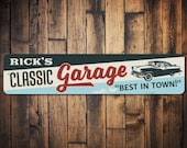 Classic Garage Sign, Custom Garage Owner Name, Best In Town Garage, Retro Garage Decor, Auto Shop Sign, Garage Workshop Sign - Metal Sign