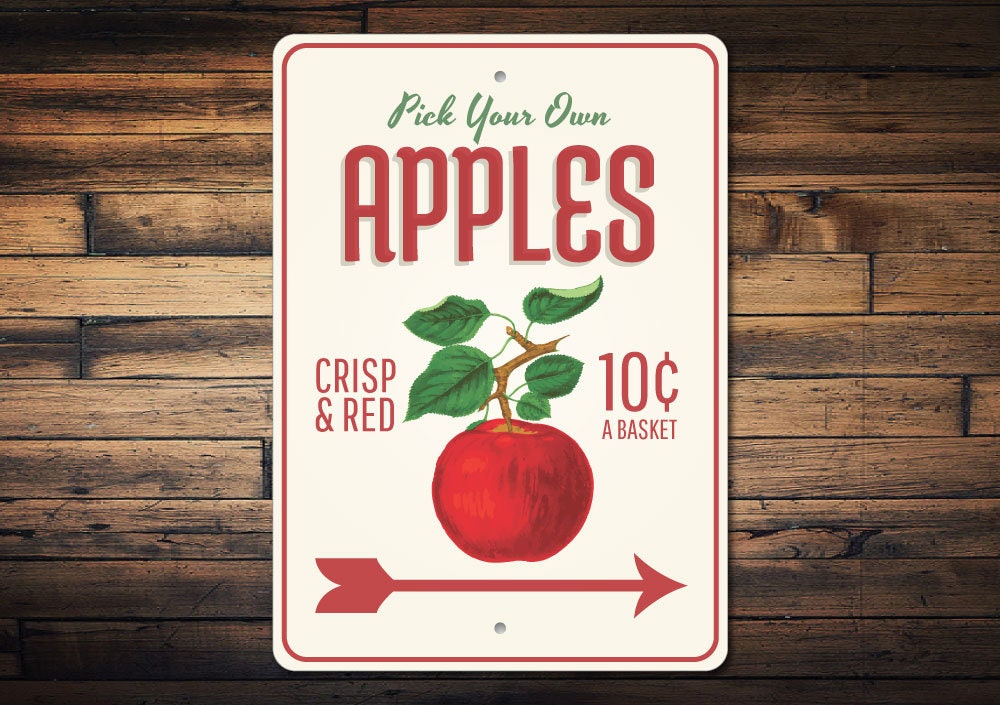 Apple Decor Apple Orchard Sign Apples Sign Red Apple Gift Etsy