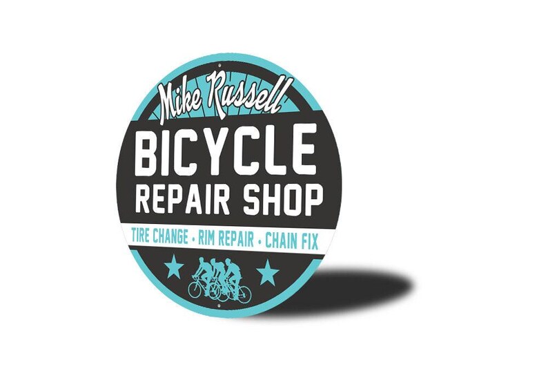 Letrero de taller de reparación de bicicletas, letrero de taller de bicicletas personalizado, letrero de bicicleta personalizado, decoración de motociclista, regalo para ciclistas, letrero de ciclista profesional, regalo de bicicleta, regalo de taller de bicicletas imagen 4