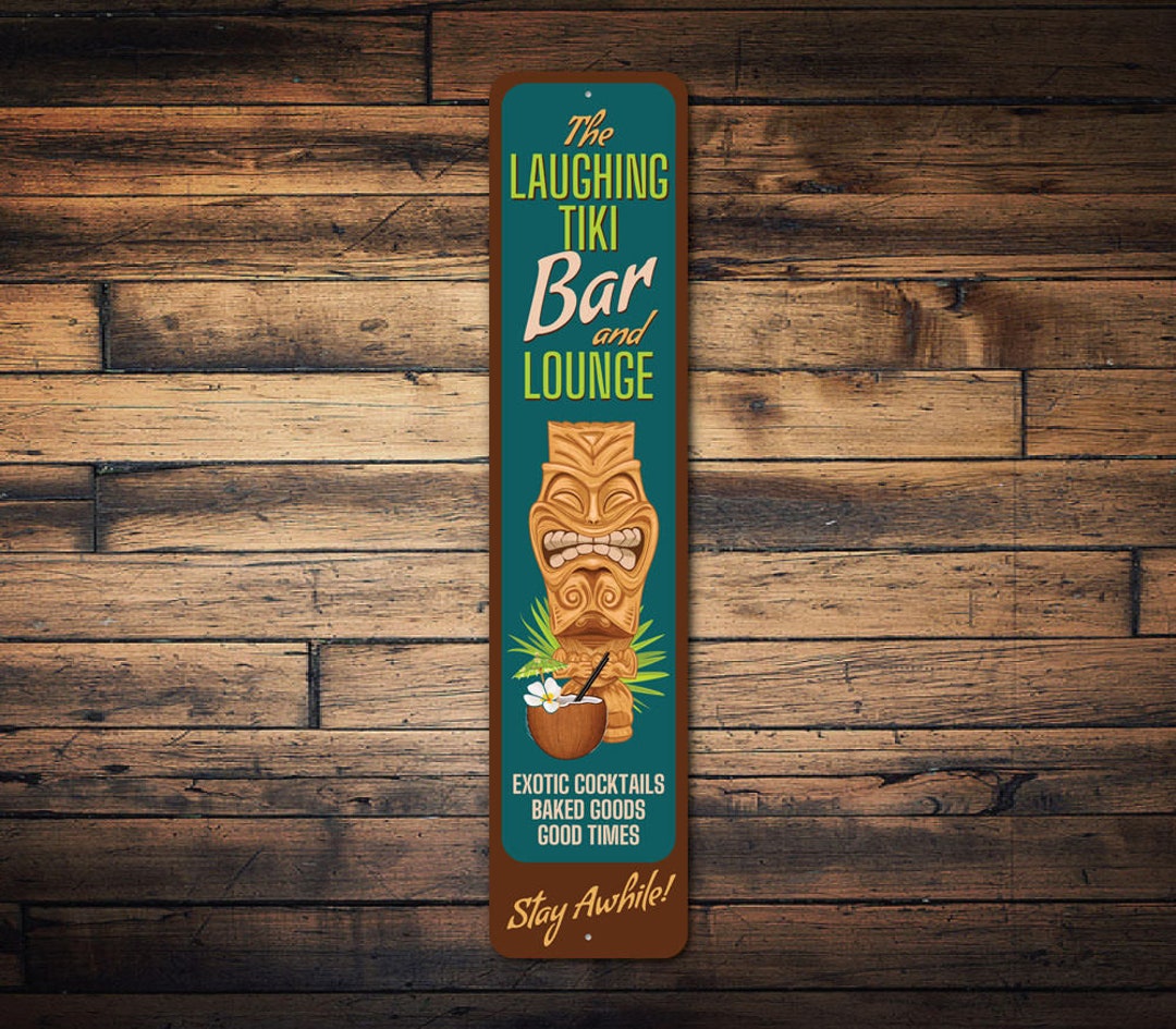 The Laughing Tiki Bar, Funny Tiki Bar, Tiki Door Decor, Tiki Bar, Tiki