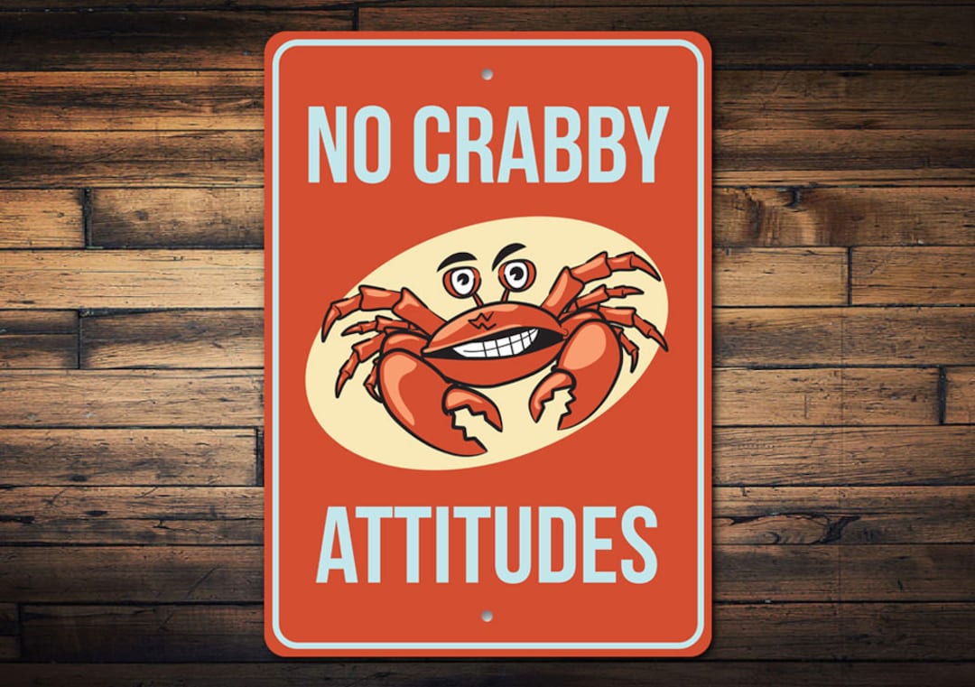 No Crabby Attitudes, Crab Decor, Ocean Sign, Crab Lovers, Beach Sign