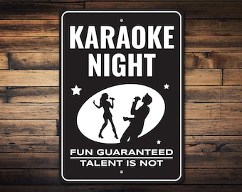 Karaoke Night Sign, Karaoke Decor, Funny Karaoke Sign, Karaoke Party Decor, Singing Room Decor, Music Lover Gift, Home Bar Sign - Metal Sign