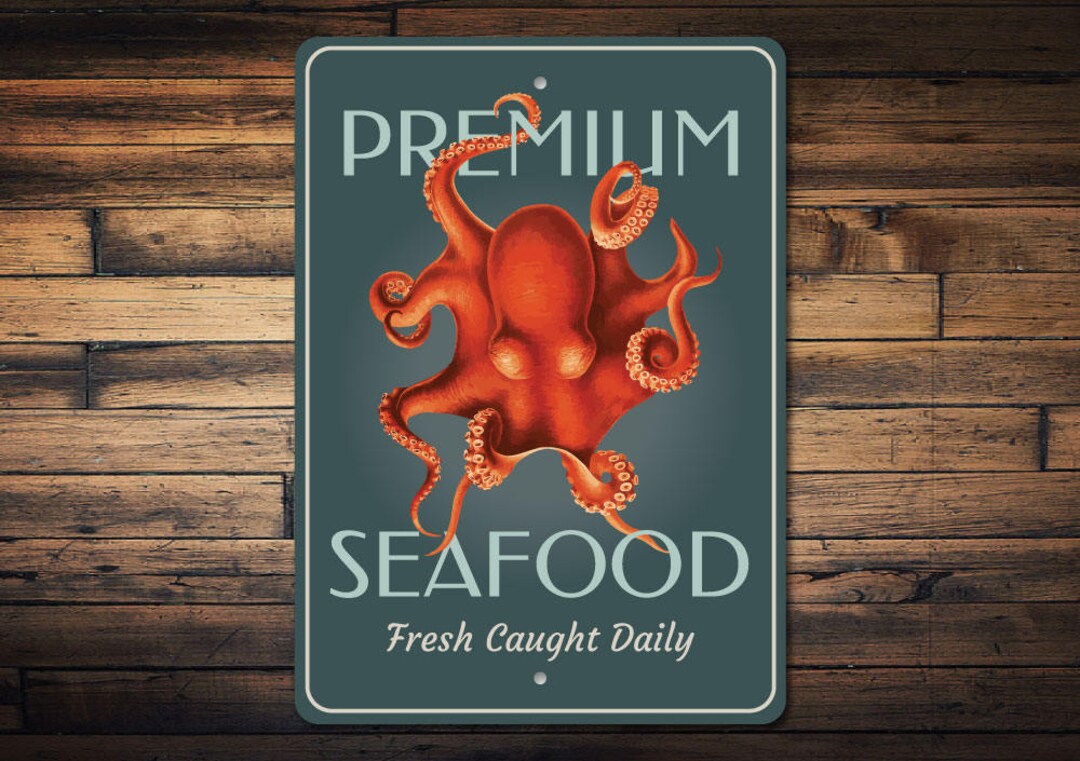 Octopus Sign, Octopus Decor, Seafood Sign, Seafood Lover Gift, Seafood ...