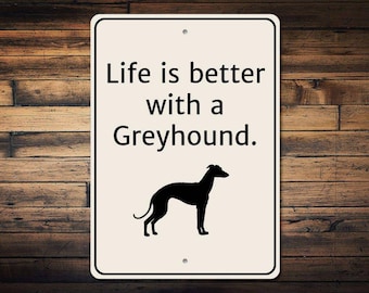 Greyhound-skylt, greyhound-present, greyhound-dekor, greyhound-ägare-skylt, greyhound-älskare-present, greyhound-ordspråksskylt, hundägare i metall av hög kvalitet