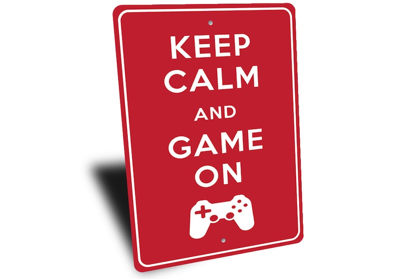 Keep Calm Game On Schild, Gaming Zimmer Dekor, Schild für Gamer, Gaming Home Decor, Gaming Decor, Gaming-Liebhaber, Keep Calm Zeichen, Qualität Metall Bild 3