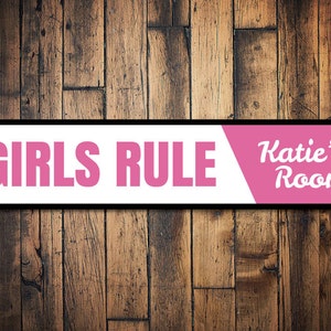 Girls Rule Sign, Personalized Kid&#39;s Room Sign, Custom Girl Bedroom Sign, Metal Kid Bedroom Playroom Decor - Quality Aluminum Decoration Sign